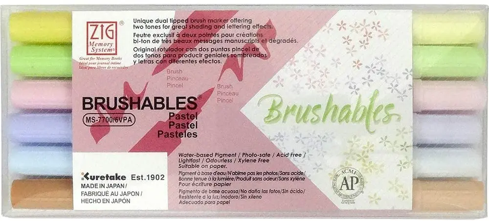 Kuretake ZIG MEMORY SYSTEM BRUSHABLES 6 colors set MS-7700/6VPA Made in Japan