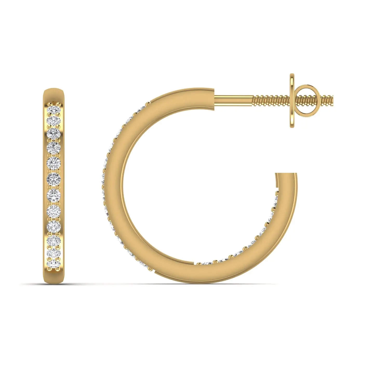 14kt Lab Grown Diamond Solid Rose Yellow White Gold Half Hoop Earrings Daily Wear Luxurious Fine Jewelry For Women