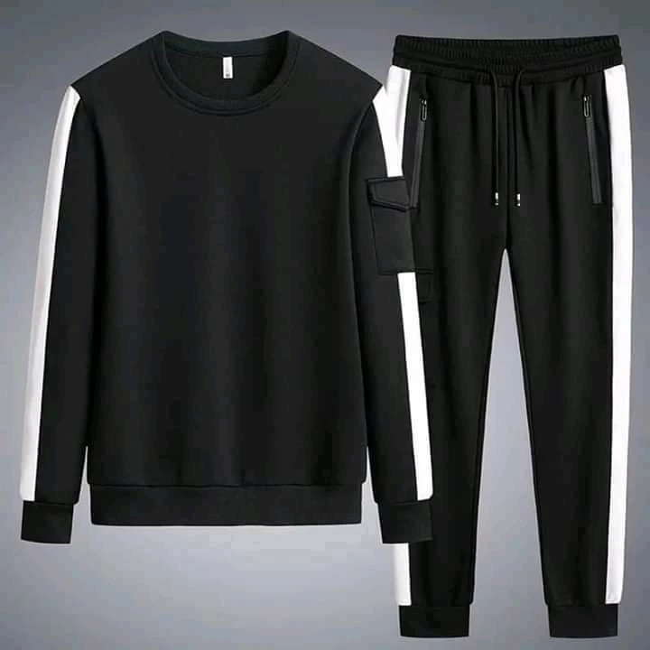 Fleece Tracksuit Sets For Mens Cotton Fleece Color Block Tracksuit Men Jogging Suit