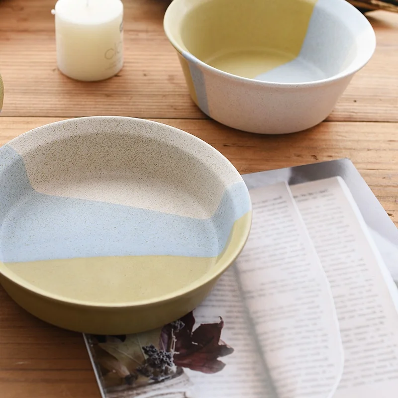 Retro classical style Matt three color Glaze tableware Dinnerware kitchenware Sets Ceramic Porcelain Bowl Plate mug