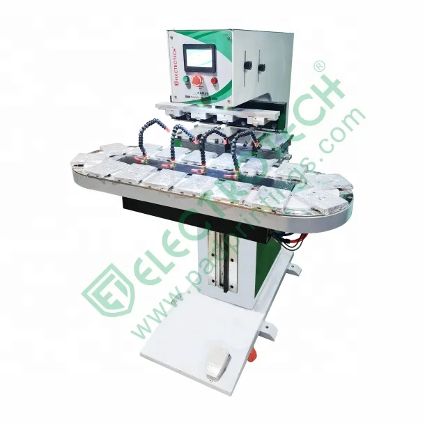 Four Color Pad Printing Machine With Oval Conveyor For Toys Printing Tampo Print Machine Four Color For Skates