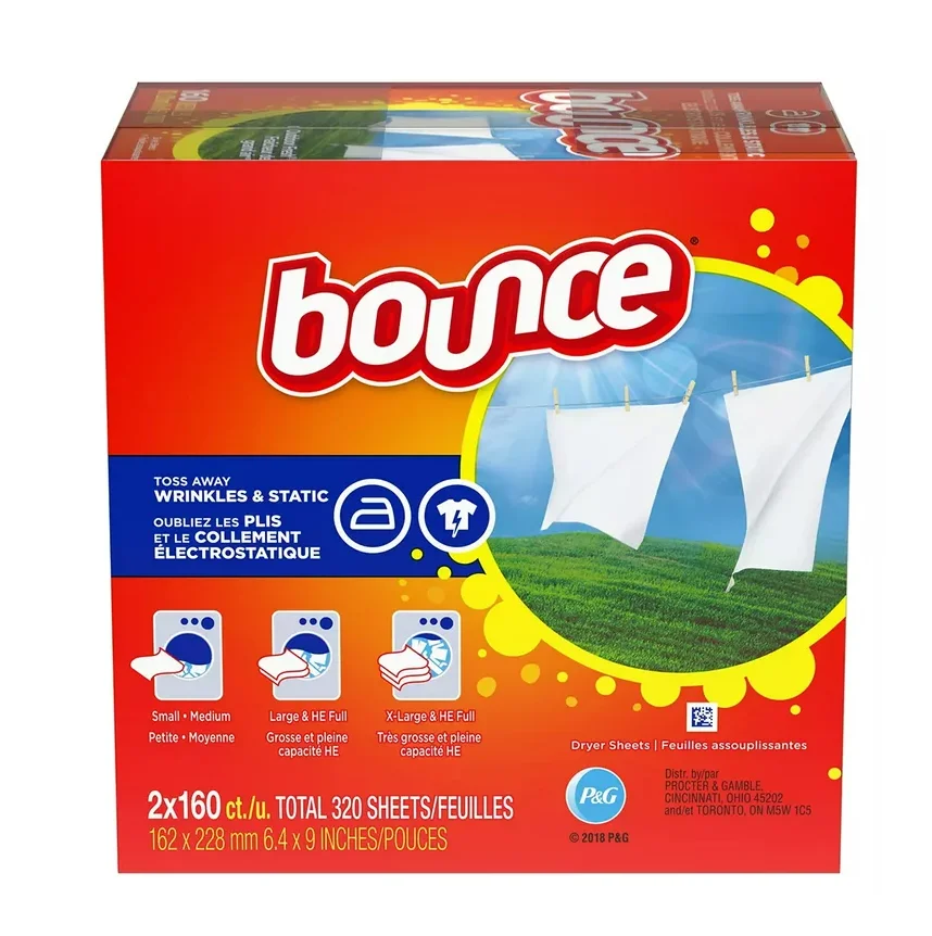 Hot Selling Price Bounce Fabric Softener Dryer Sheet Outdoor Fresh 320 Count in Bulk