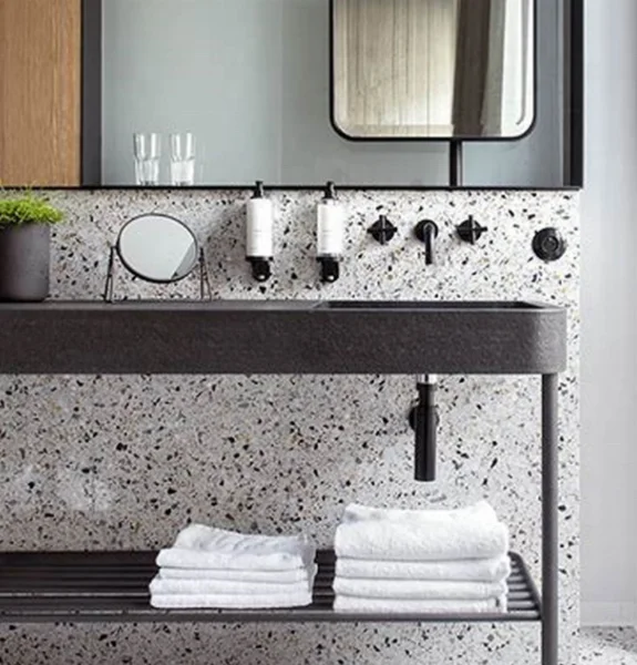 Black iron wash stand vanity unit with premium quality ceramic long-lasting durable bathroom basin hard wearing white glaze