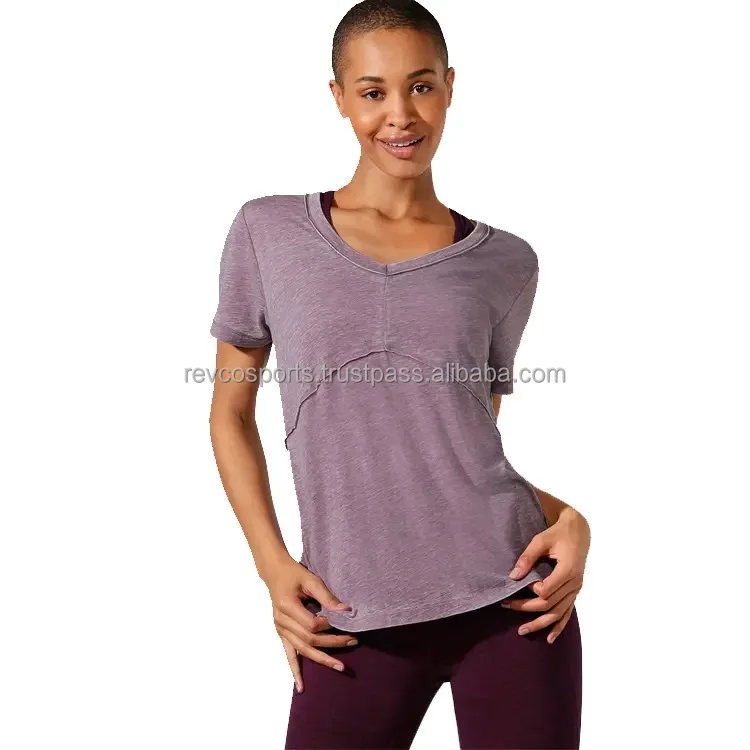 Women Gym Clothes Active Lifestyle Sports T Shirts Lightweight Cotton Relaxed Fit Easy Care Loose O neck T Shirts Short Sleeve
