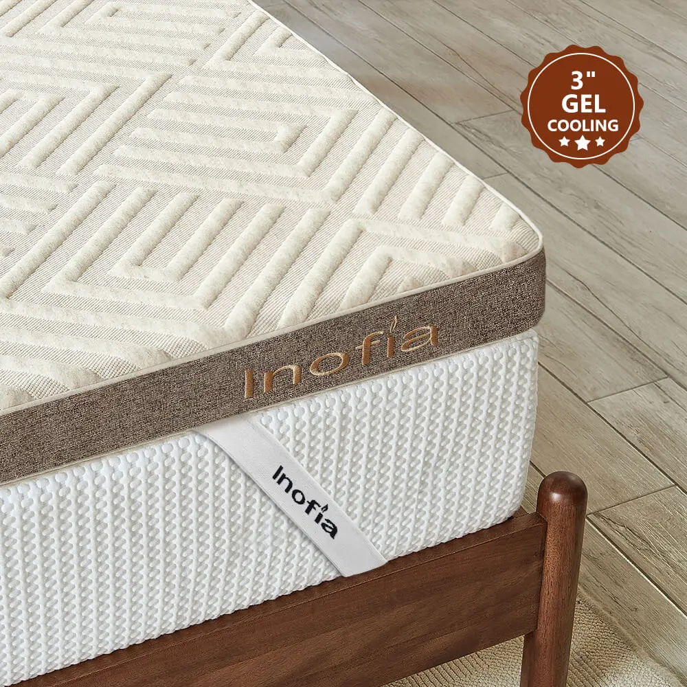 Inofia Dual Layer Support System Natural Latex 8cm Linen Washable Cover Mattress Topper