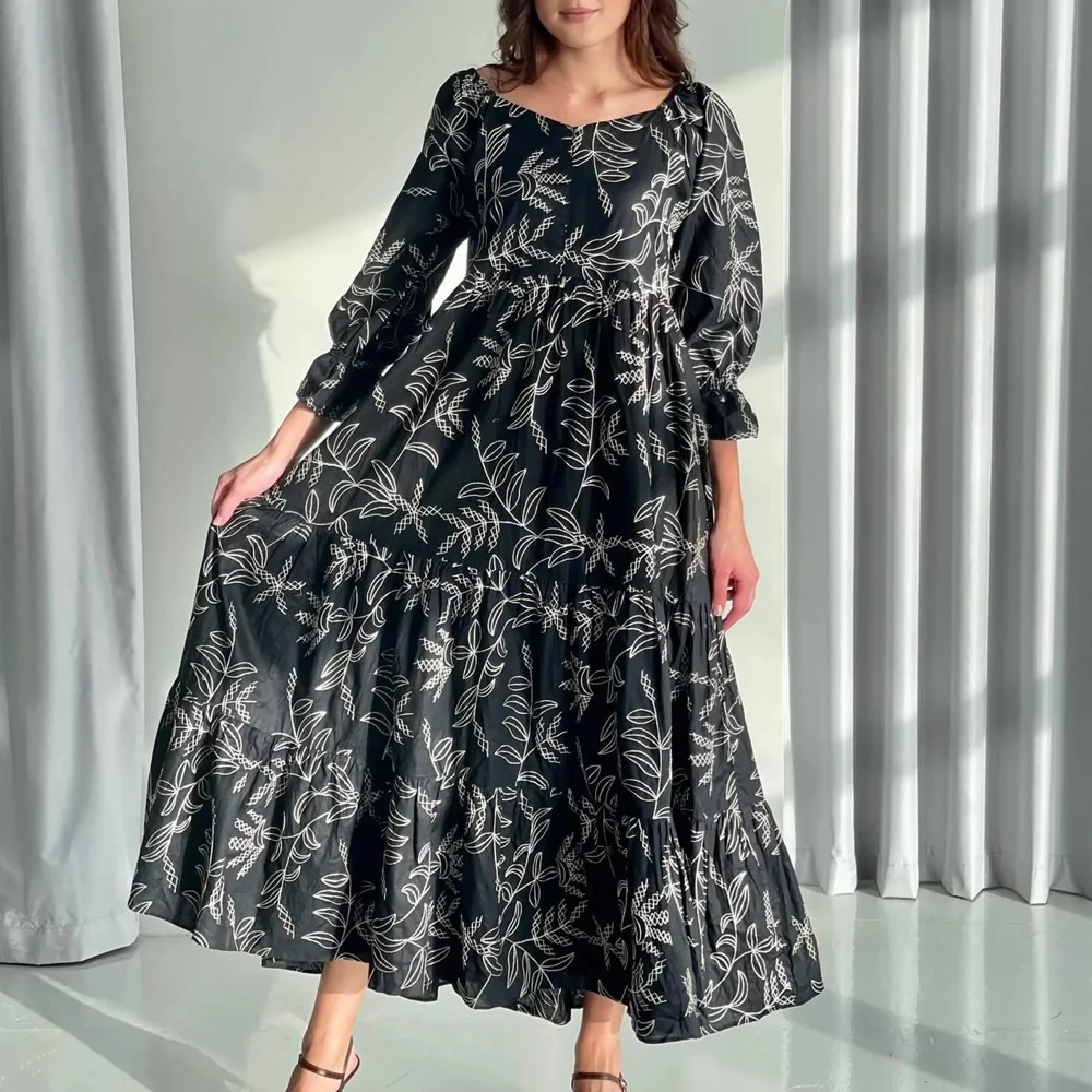 Wholesale Casual High Waist Custom Floral Print Wrap Summer Long Dresses Ladies Woman Plus Size Western Style Dress