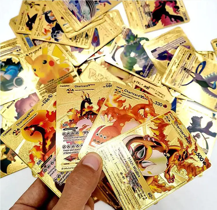 Poke mon Cards 55 Pieces  VMAX Trading 2023 New Poke mon gold cards Rare Collectible Cards  Puzzle Game Exchange