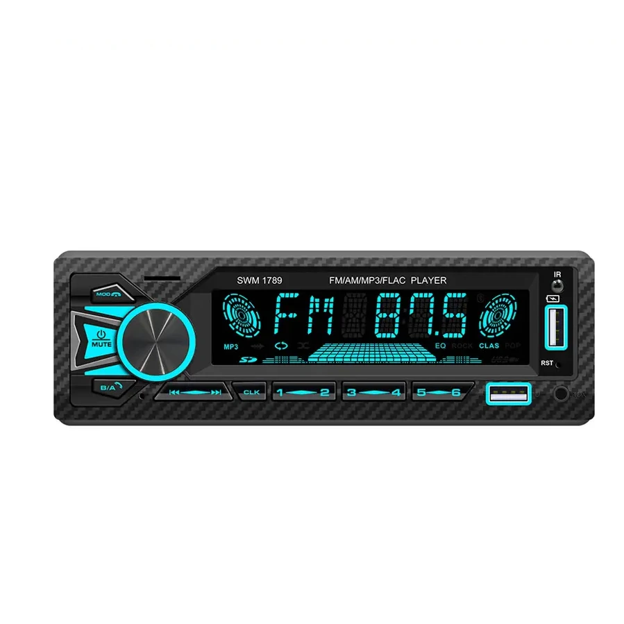 Car Radio Stereo Player 1 DIN Digital BT MP3 Player 7 Color Button Light Design Radio Broadcast Built-in BT 5.1 Version