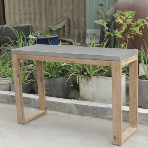 Customized Modern Cream Limestone Console Table Unique Fluted Base Natural Stone Furniture Park Unique Hallway Design