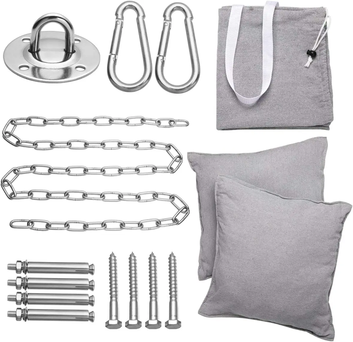 2 Cushions Included-Large Macrame Hanging Chair with Pocket for Superior Comfort