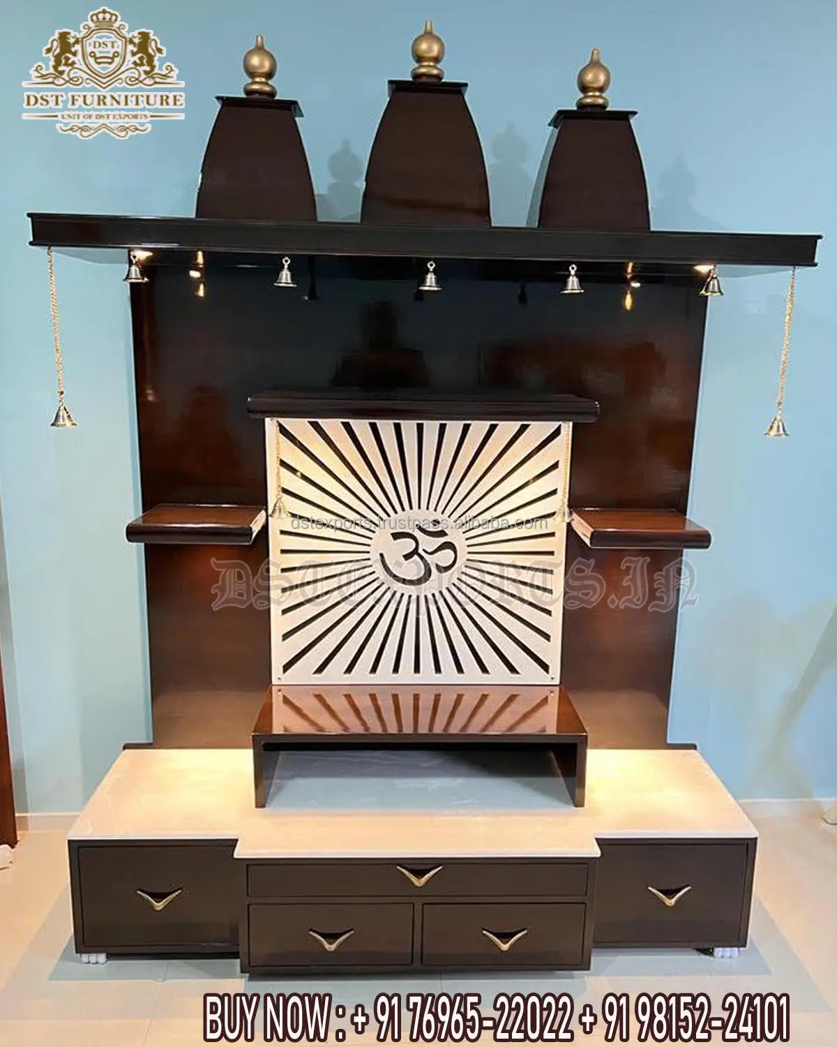 Divine Wooden Mandir For Indian Home Trending Marble Look Pooja Temple For Home Latest Design Teak Wood Temple For Pooja Room