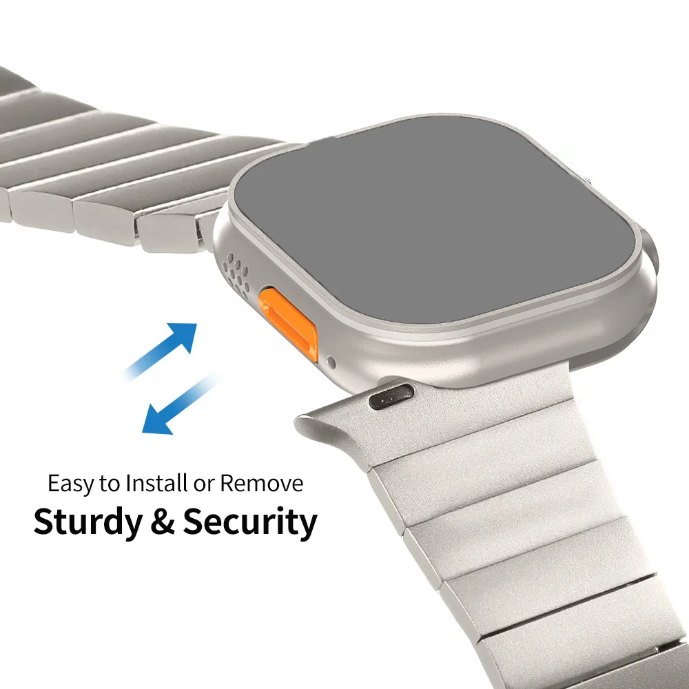 38mm 22mm sliding magnetic buckle steel strip Titanium Metal Strap Smart Watch bands for Apple/Huawei Porsche GT2 watch bands