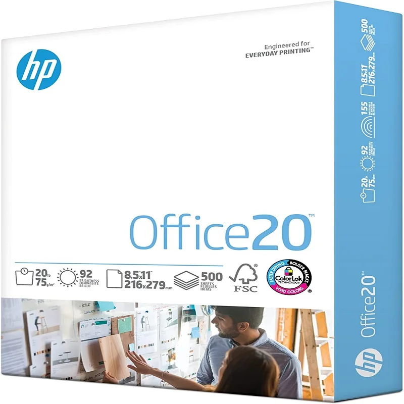 Белая офисная копировальная бумага HP RH98112 80 gsm A4 (1 коробка содержит пять каминов на 500