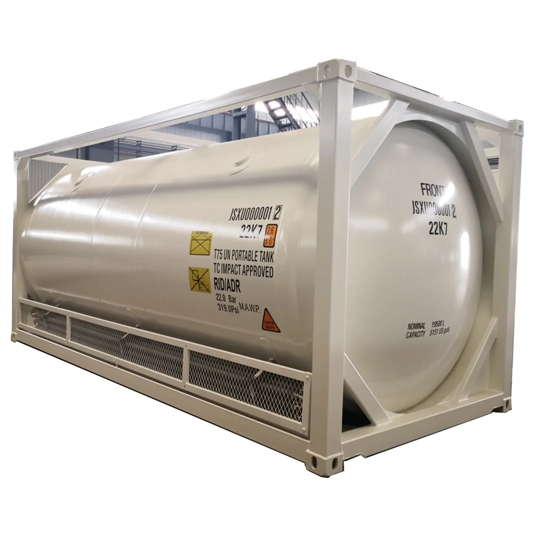 Premium low temperature factory direct sale T75 LNG Oxygen N2 storage tank 20ft ISO tank container with vacuum layer