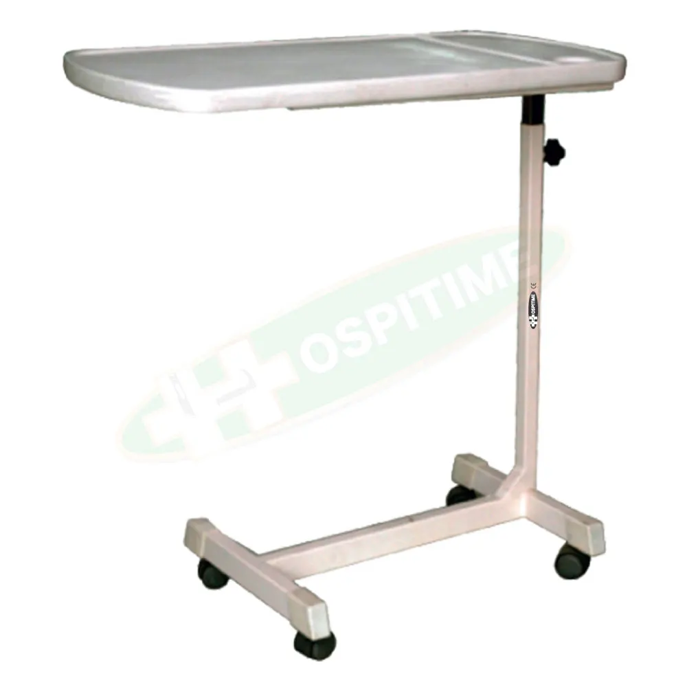 Hospitime Hospital Overbed Table (By Knob Adjustable) MS / SS Frame - Hospital Furniture & Ward Furniture