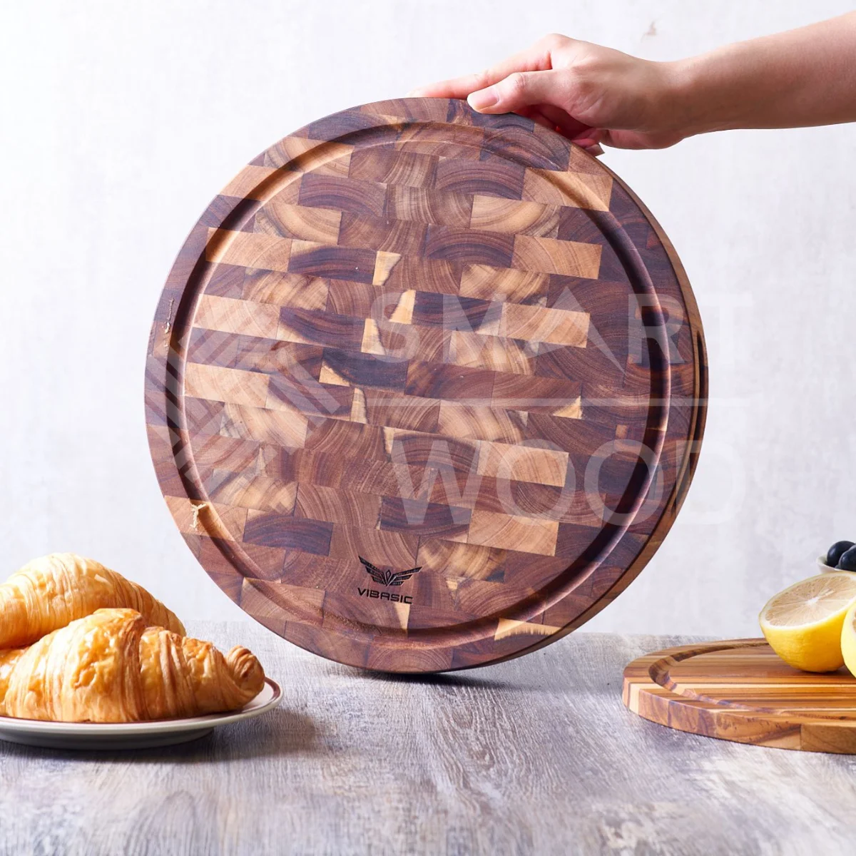 WHOLESALE ACACIA END GRAIN ROUND SHAPE  CUTTING BOARD CHOPPING BLOCK FOR KITCHEN WITH CUSTOMIZED SIZES FROM SMARTWOOD