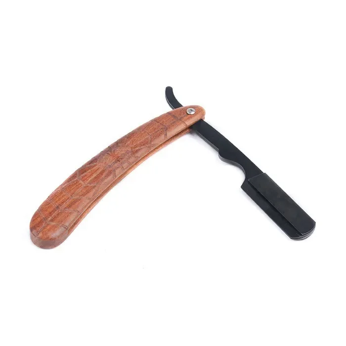 Hot Selling Brand New Folding Shaving Knife Wood Handle Stainless Steel Straight Razor Blades Barber
