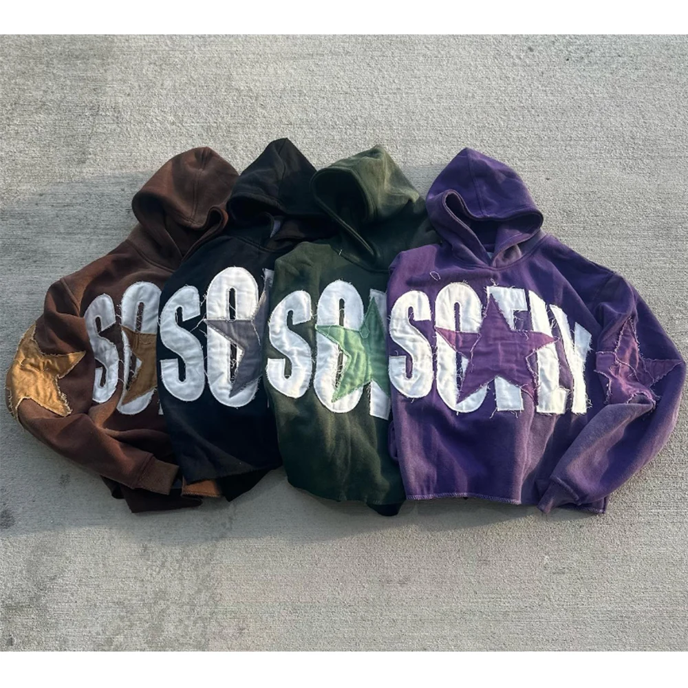 Manufacturers Wholesale Custom MensTracksuit Plus Size Applique Embroidery Pullover Hoodie And Sweatpants Sets For Men