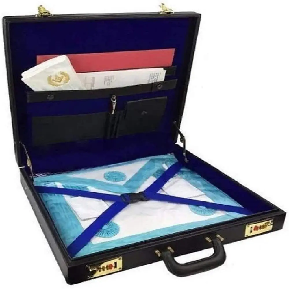 Hot selling new design Masonic regalia soft leather case with square and compass center Briefcase