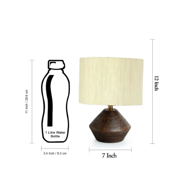 Classic Wooden Night Lamp with Stylish Brown and White Cotton Shade a Refined Choice for Warm Ambiance