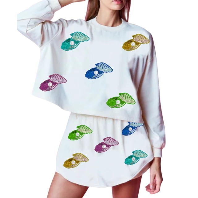 New products Oyster Crawfish Boil Season 2 Piece Set OEM/ODM trendy comfy Sweatshirt and Skorts sets for women and young Girls