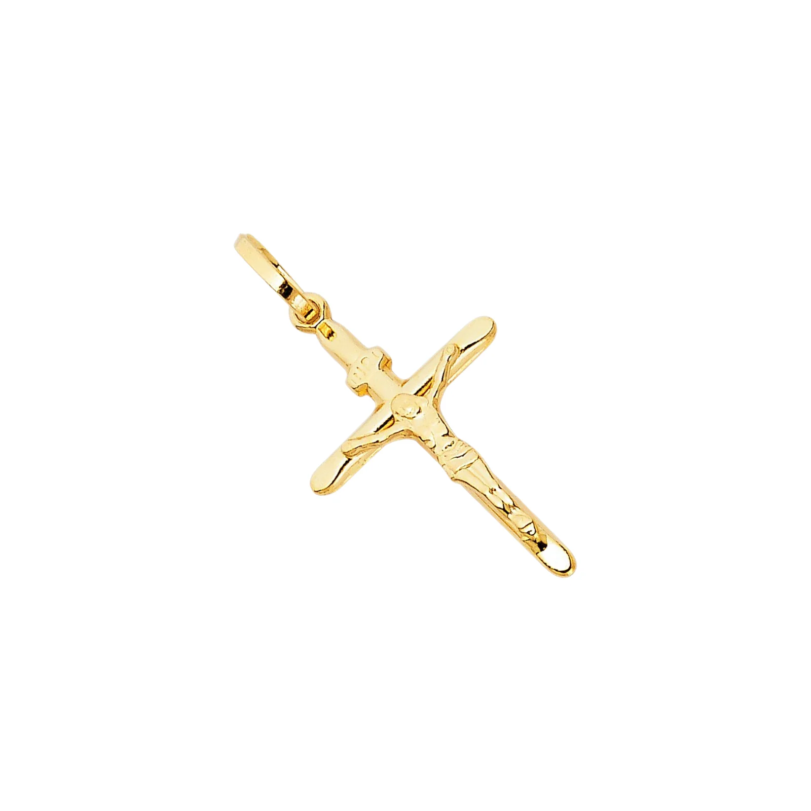 14K Yellow Gold Plated Crucifix Christian Iconic Cross Pendant for Men and Women Elegant Religious Accessory