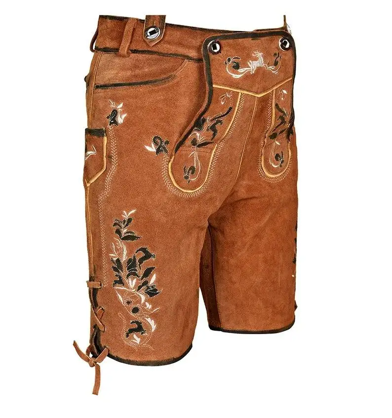 Top Quality Bavarian Garments Lederhosen Shorts for Men and Women Trousers Pants Festival Lederhose Golden Manufacturer
