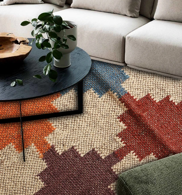 Hand Woven Jute Wool Kilim Living Room Area Rug Bedside Rug Kitchen Rug all size available at factory price