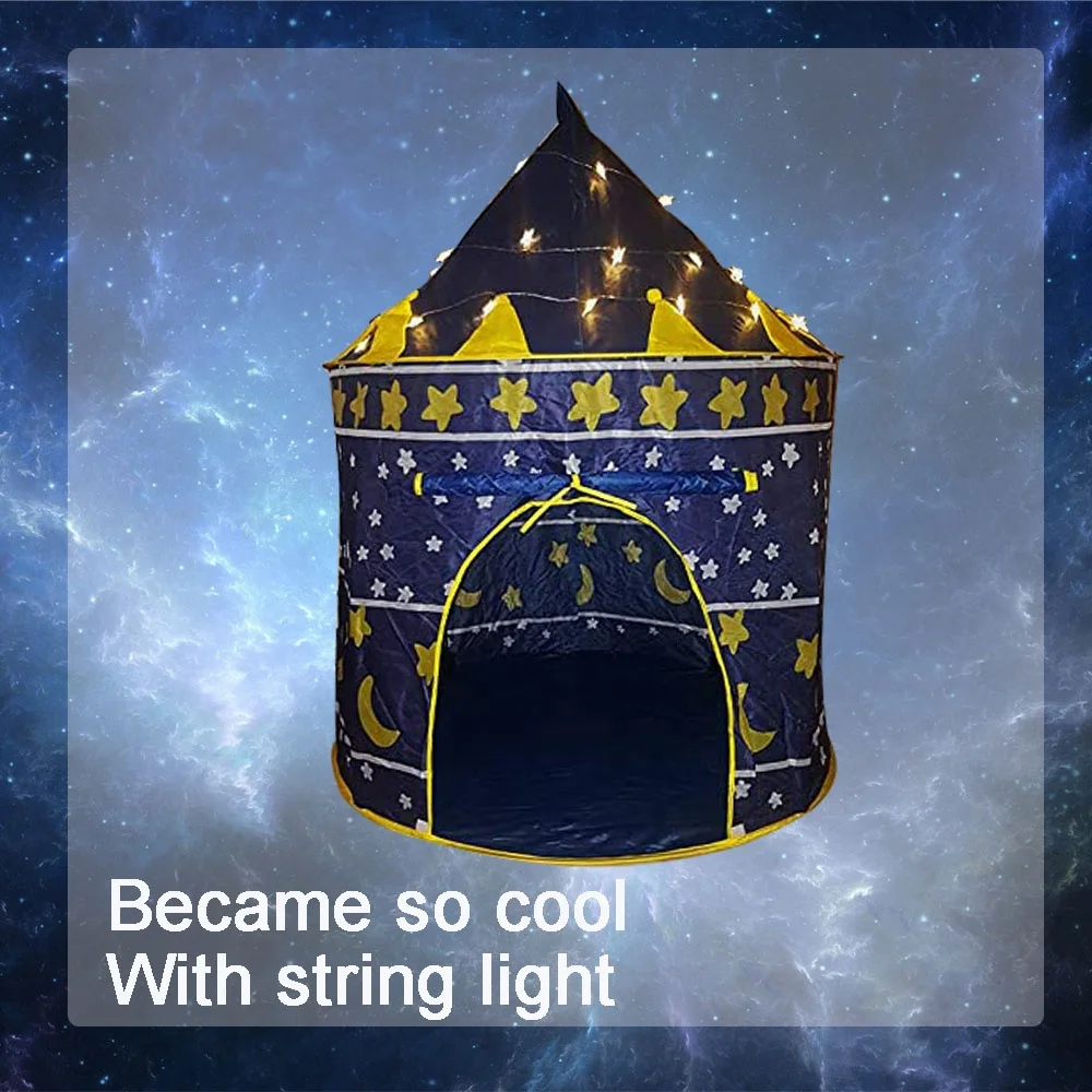 Wholesale price star moon castle tent with carry bag eash folding castle pop up tent Indoor outdoor castle tent blue color