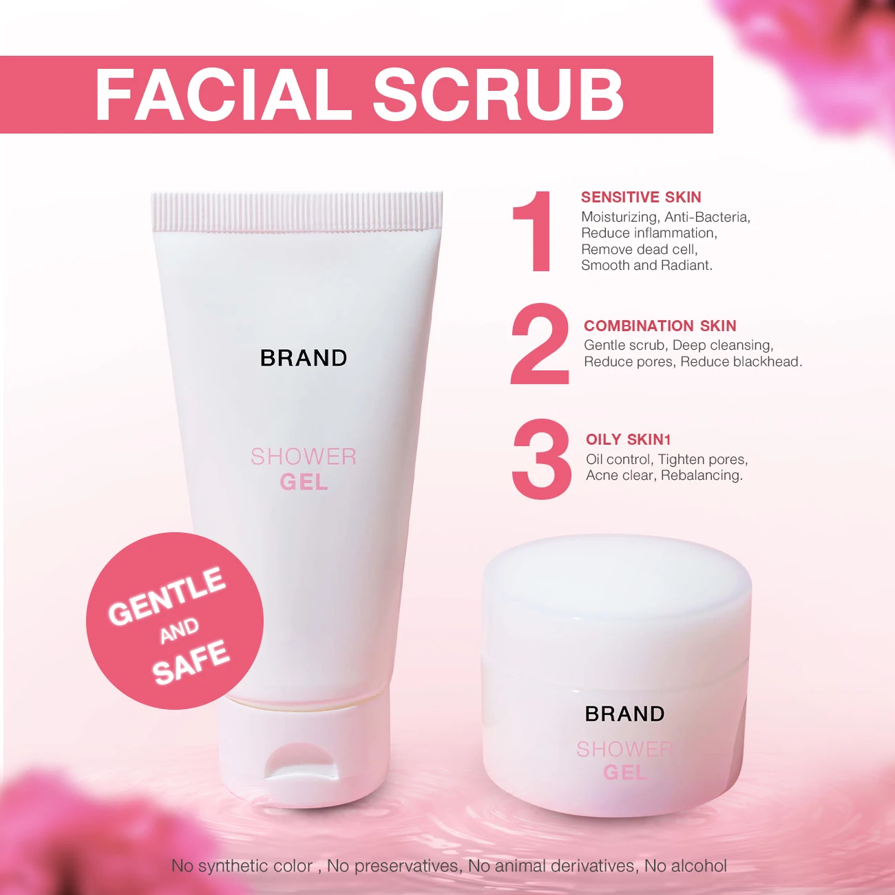 OEM Facial Care Rose Stem Cell Sugar Scrub with Vitamin E Safe Smooth Radiant Moisturizer Anti-wrinkles from Thailand