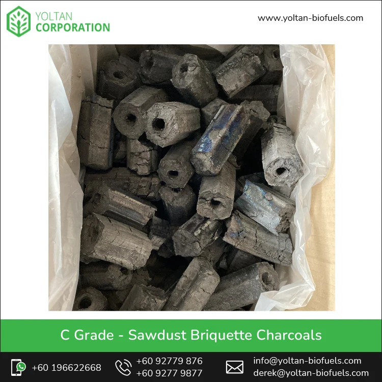 Reliable Market Price Bulk Selling C Grade Sawdust Briquette BBQ Charcoal from Trusted Malaysian Exporter