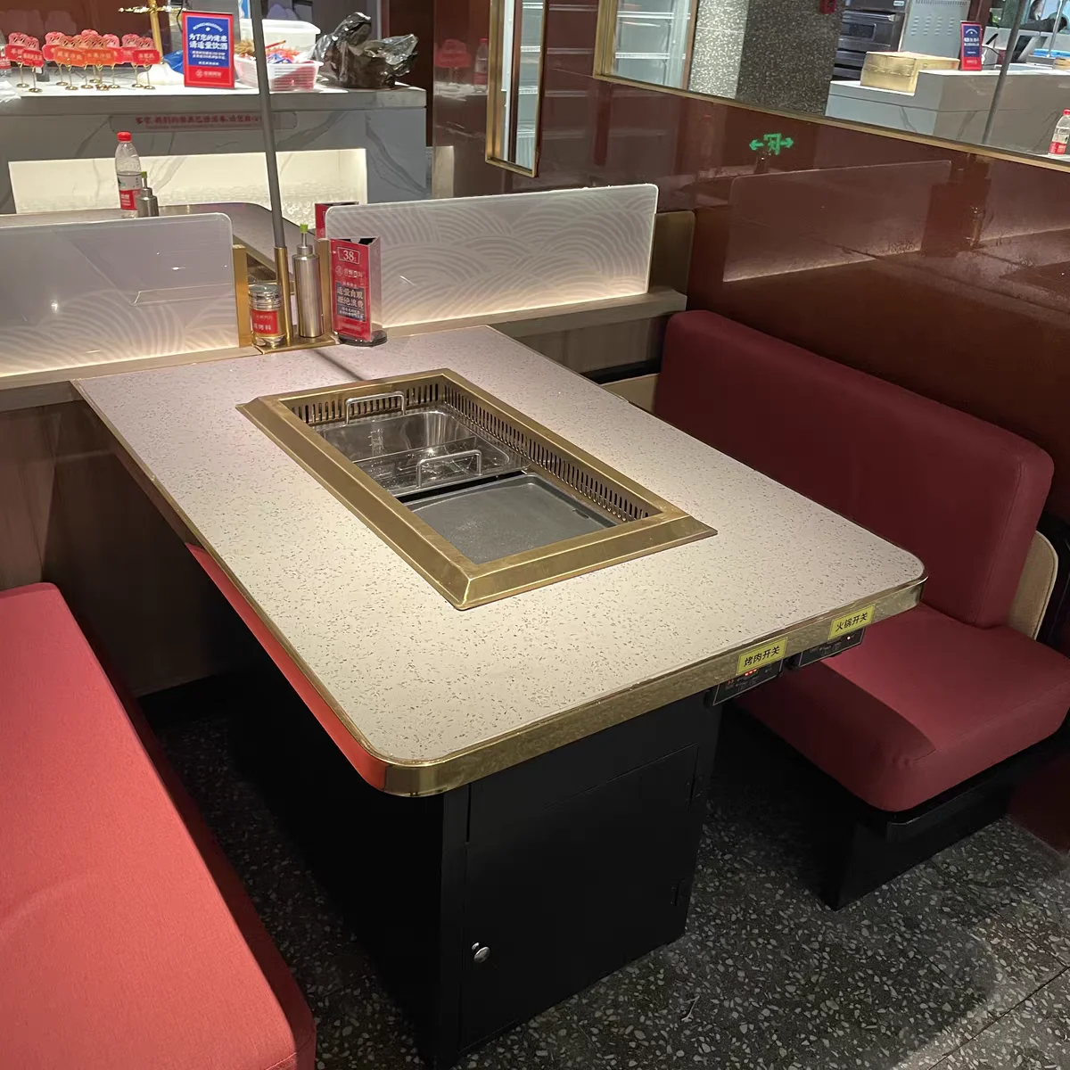 Customized Marble Commercial Smokeless Electric Bbq Grill And Hot Pot 2 In 1 WIth Metal Frame