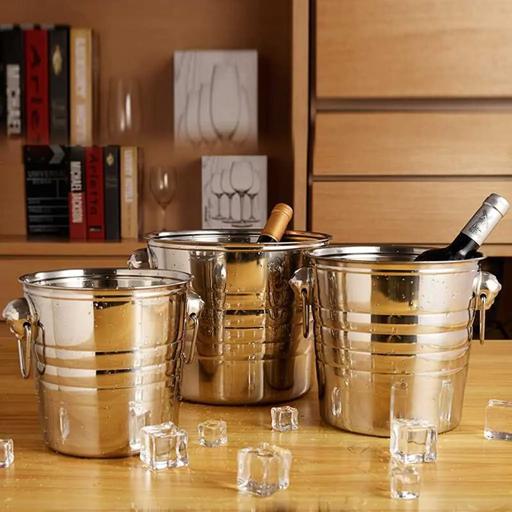 Top Sale 2024 Double Ring Handles Beverage Cooler Stainless Steel Ice Bucket Champagne Bucket Restaurant Bar Outdoor