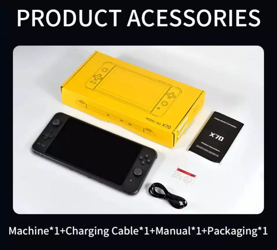 X70 7.0 Inch HD Screen Retro Handheld Game Console PS MD Video Games Consoles HD TV Out Gaming Player