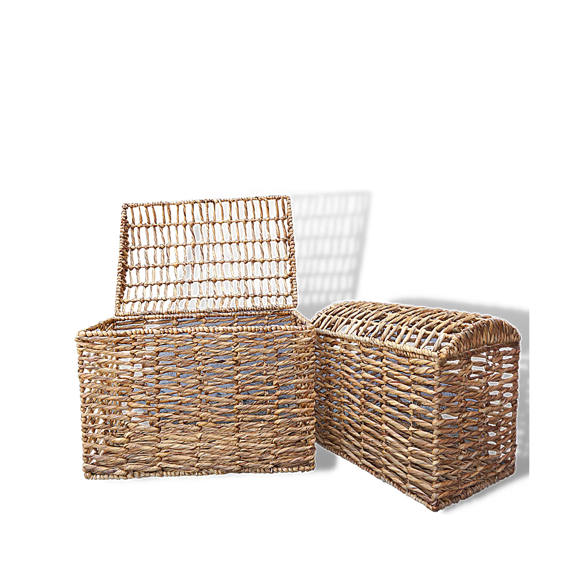 Oversized seagrass Trunk basket Natural Color Storage Basket With Hinged Lid For Home Kitchen Bathroom Bedroom