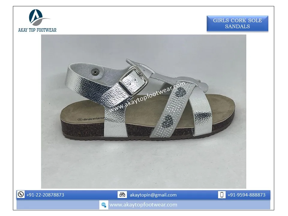 Buckle Strap Flip Flop Cork Sole Sandals in Customized Size Range from 25-36 Durable Flat Girls Cork Sandal with Box Packing