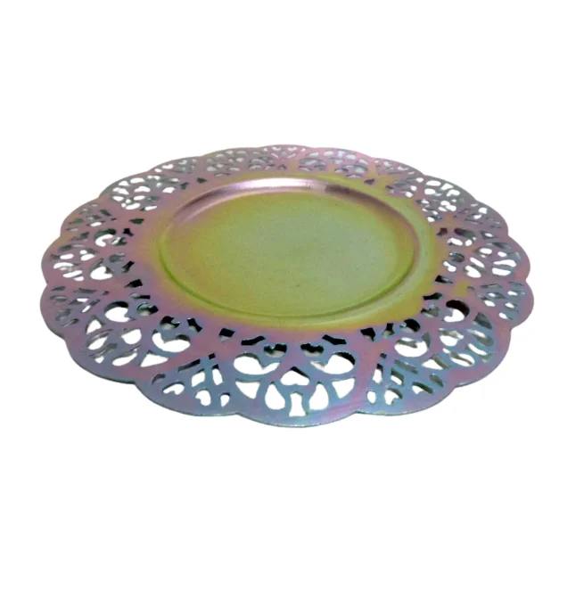 Round Shape Iron Serving Zink Antique Plate Dish And Tray Usage For Serving Food In Restaurant Handcrafted