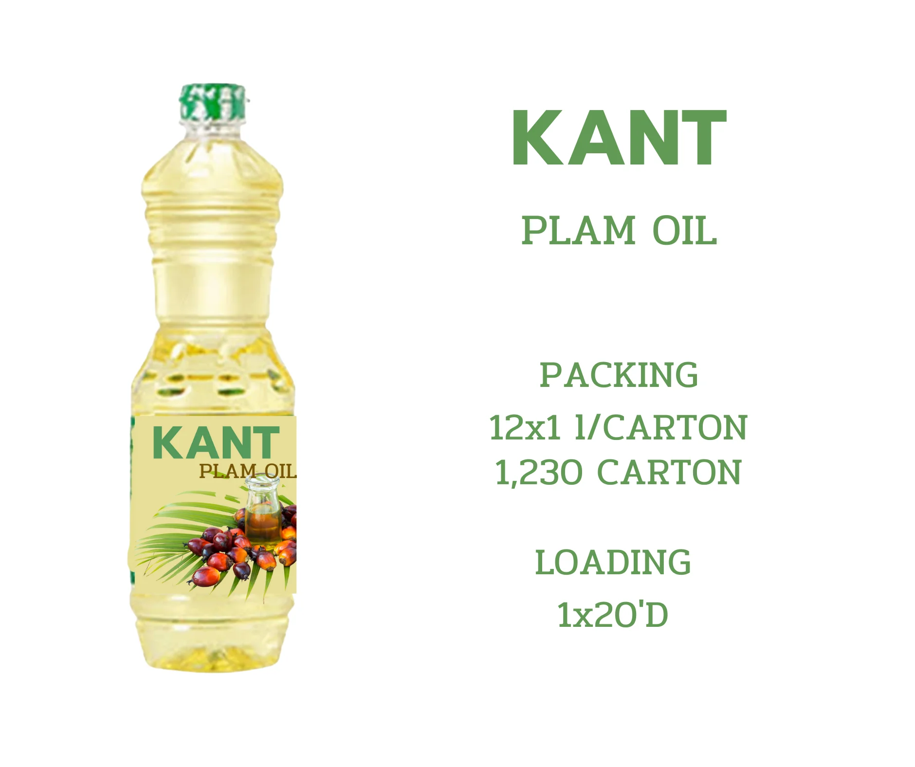 KANT Plam Oil plastic bottle Use For  Cooking Pemium Quality Product of Thailand Kancheewalanad company limited Kancheewa