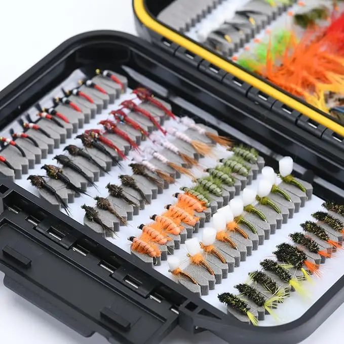 Fly Fishing Dry Flies Wet Flies Kit Streamers Nymphs for Bass Trout Salmon Fishing