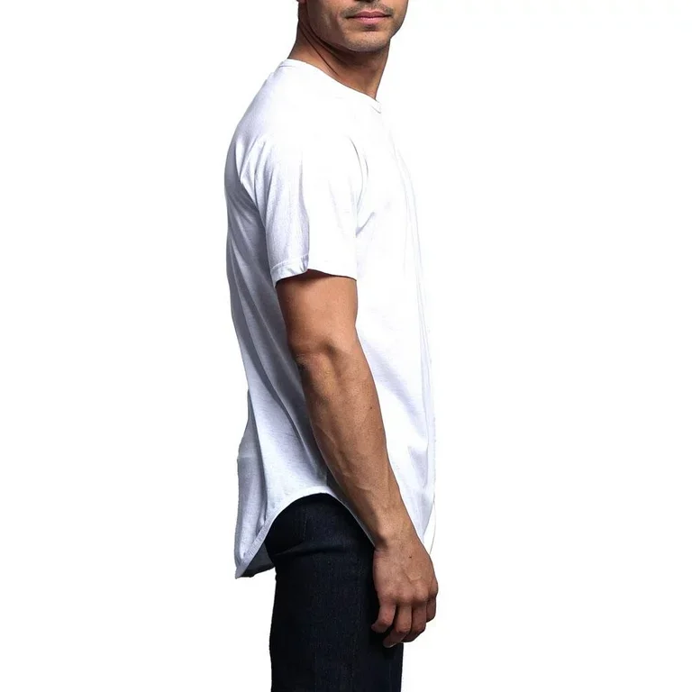 breathable Custom Print Logo Plain T shirt for Men Extended Long Elongated T Shirt 2024 made