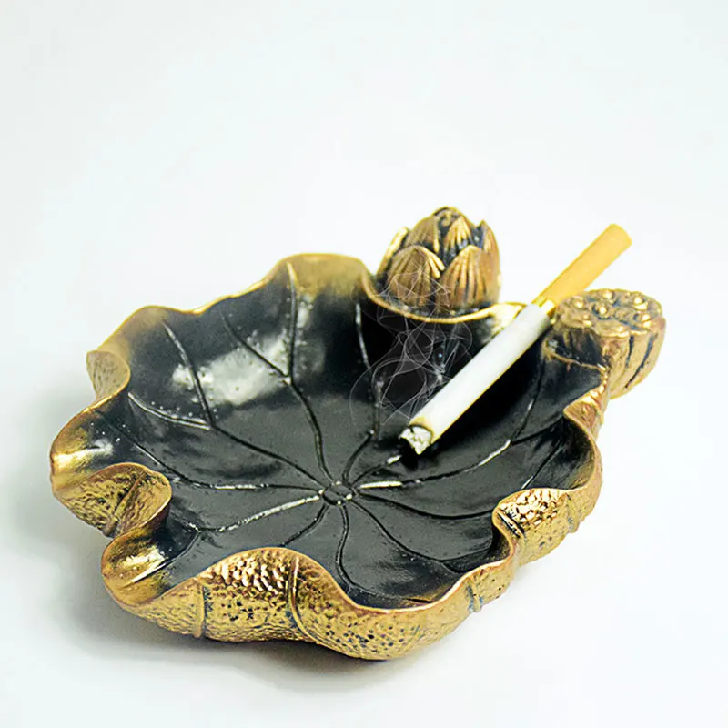 New Arrival Home Hotel European Colored Antique Golden Custom Luxury Cigar Ashtray Logo