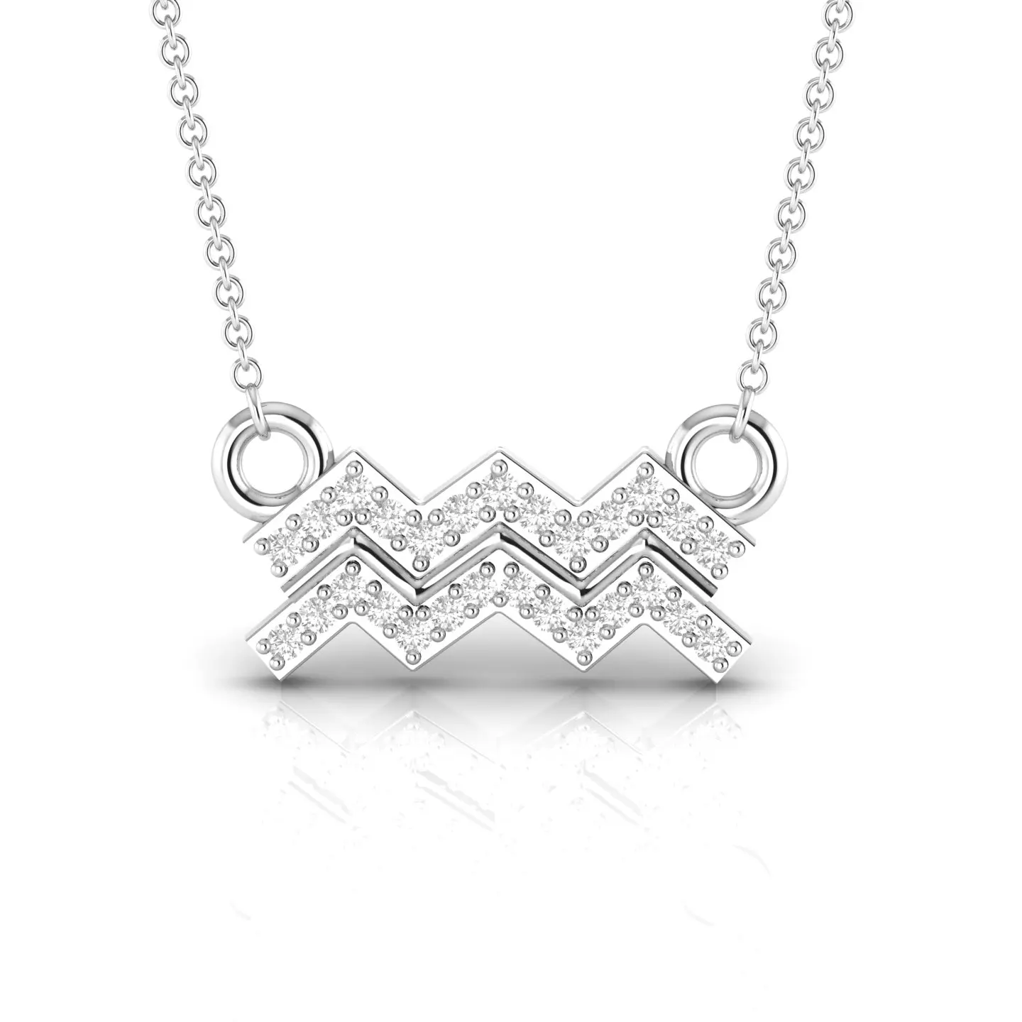 Zodiac Aquarius Sign Natural Diamond 14kt Solid White Gold Pendant Daily Wear Fine Jewelry For Women Trendy Gift