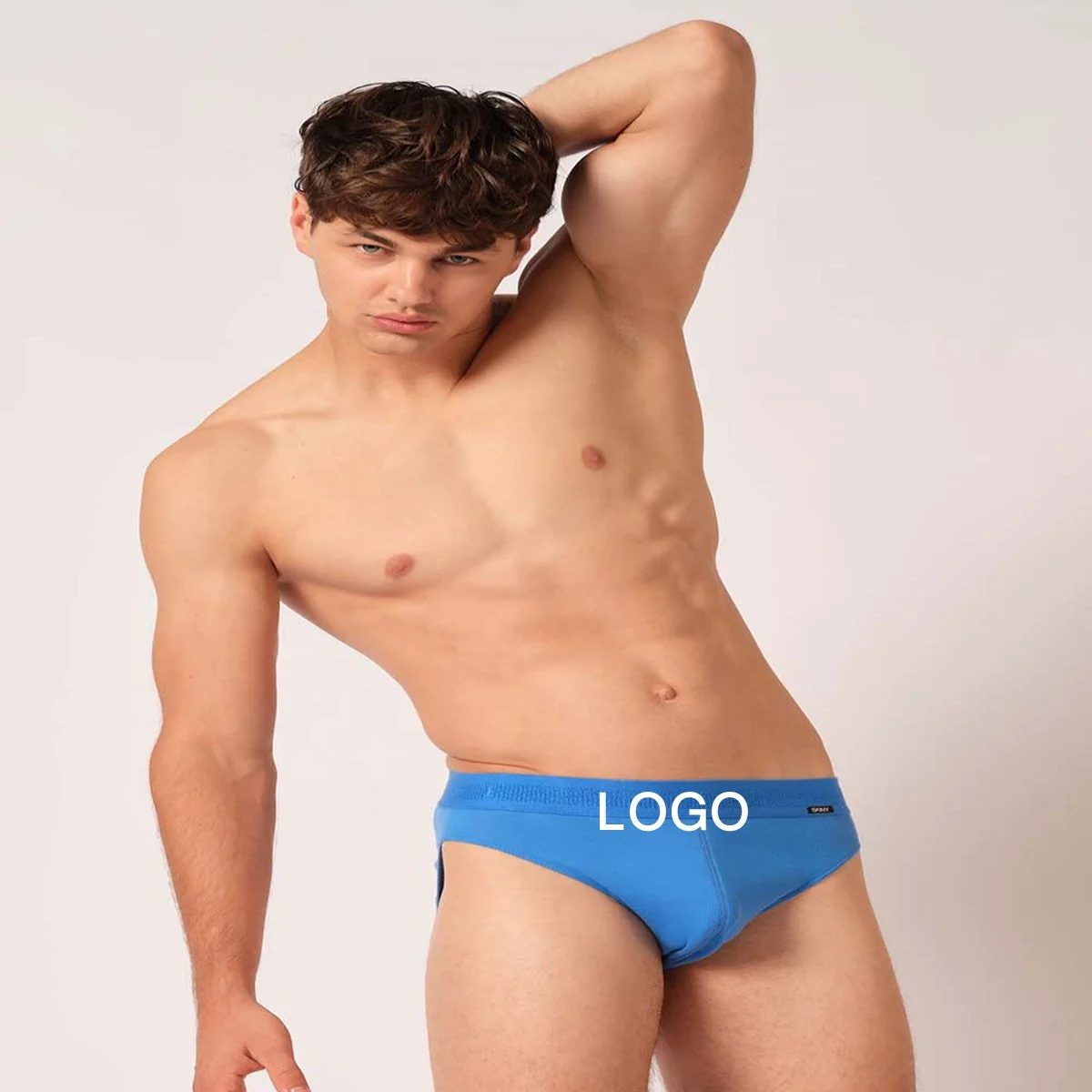 Cheap Men Custom LOGO Shorts Briefs Underwear 100% Cotton clothes and solid color Waist Underpants For Man From Bangladesh