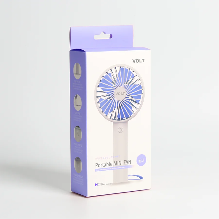 High Gloss pink Mini Fan Packing Tuck Top Paper Box White Paperboard Boxes Custom Small Size
