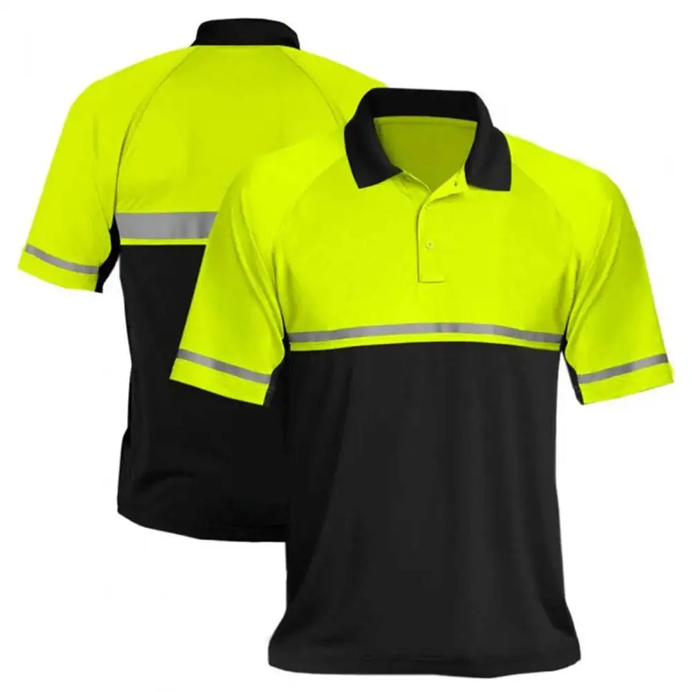 Customized Reflective Safety Polo T Shirt Summer High Visibility Short Sleeve Safety Shirt Construction Road Safety Shirts