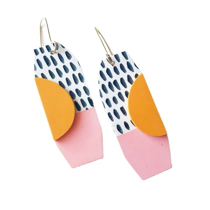 Boho Hand Painted Dangle  mother earrings 2023 jewelry rose gold new shaped earrings