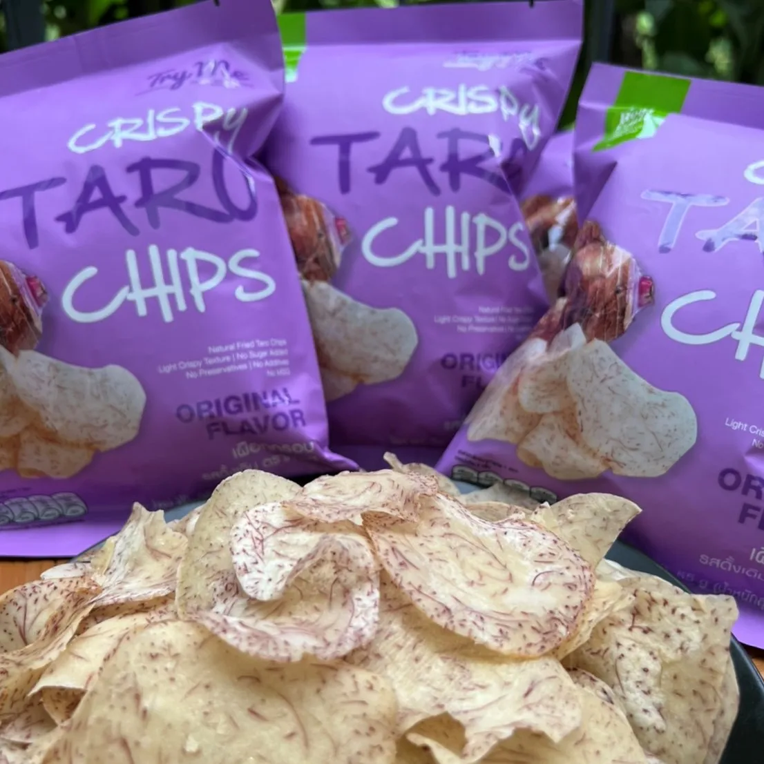 snacks  Crispy Taro Chips (Original) Try ME  Good tast  best food from Thailand