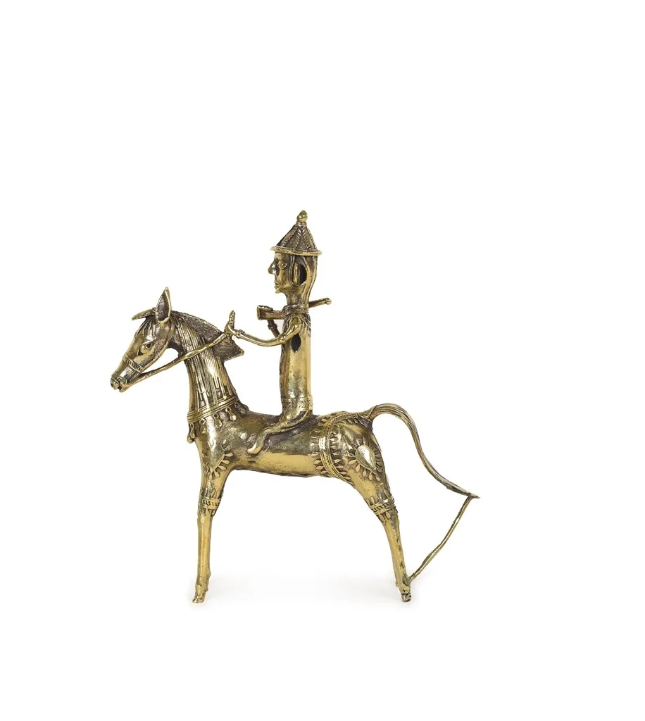 Bell metal Horse Rider  , Dhokra Art , Brass Item