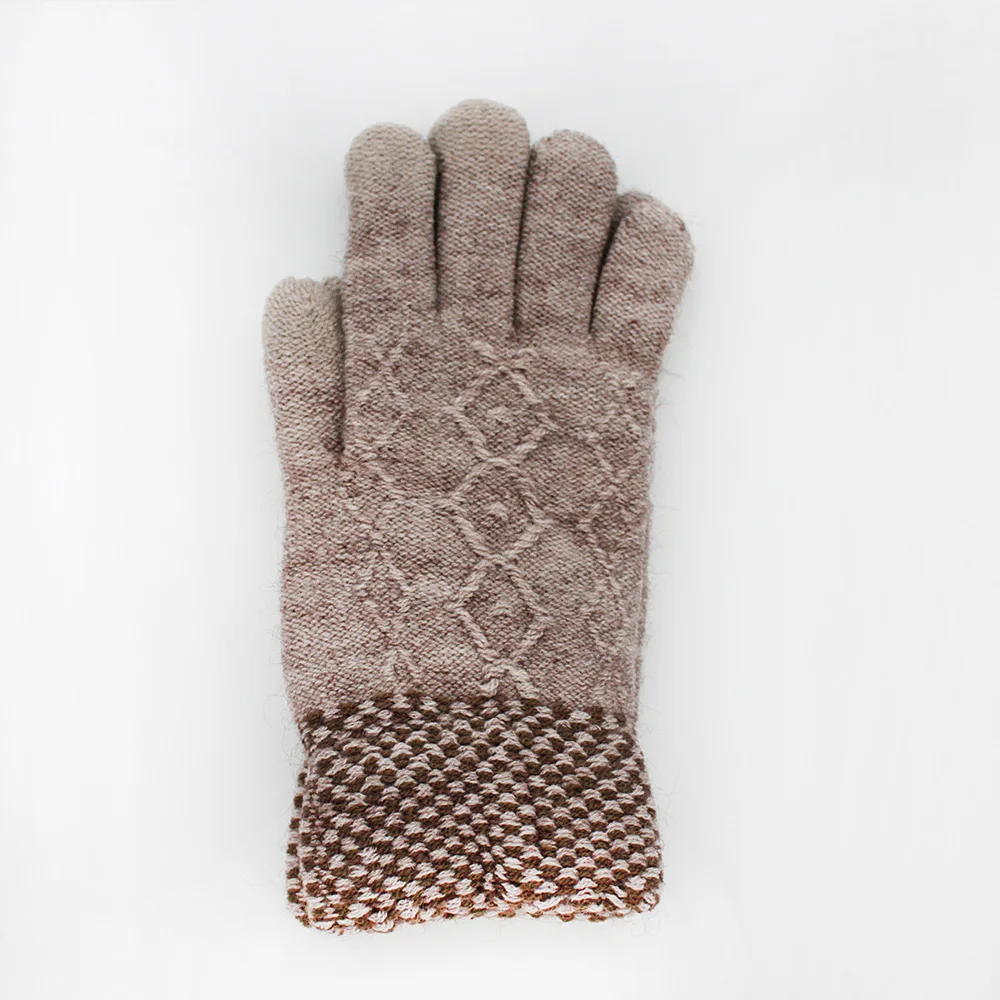 Cable Knitted Touch Screen Winger Warm High  Guality Double Layer Gloves