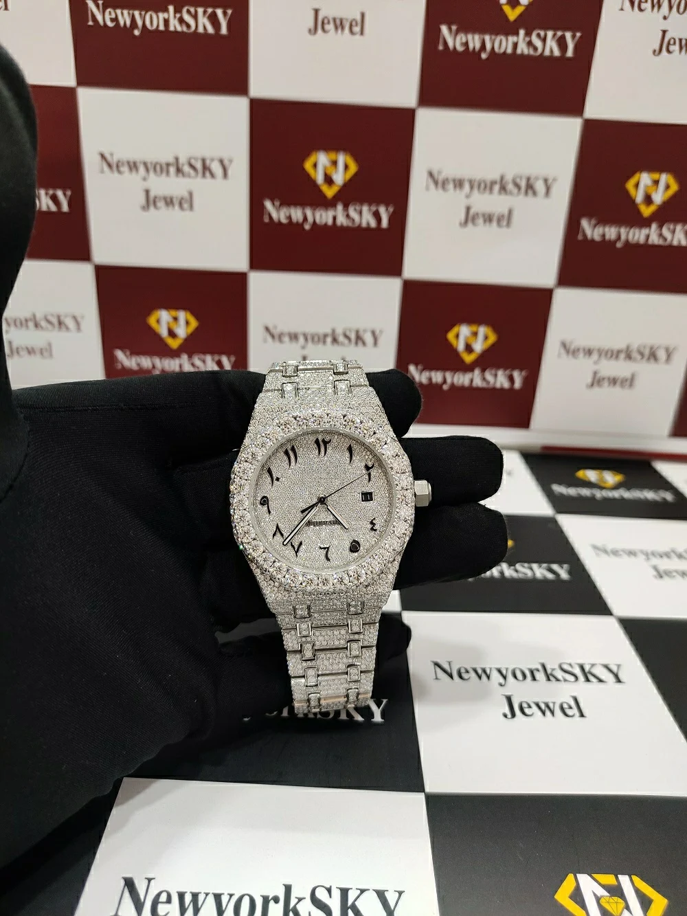 Automatic Movement Mechanical High Quality Handmade VVS Moissanite Diamond Iced Out Male Female Luxury Stainless Steel Watch